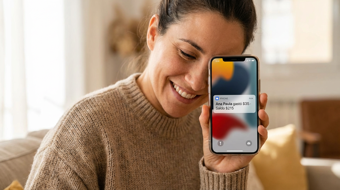 Mamá recibiendo notificación de PagoKids